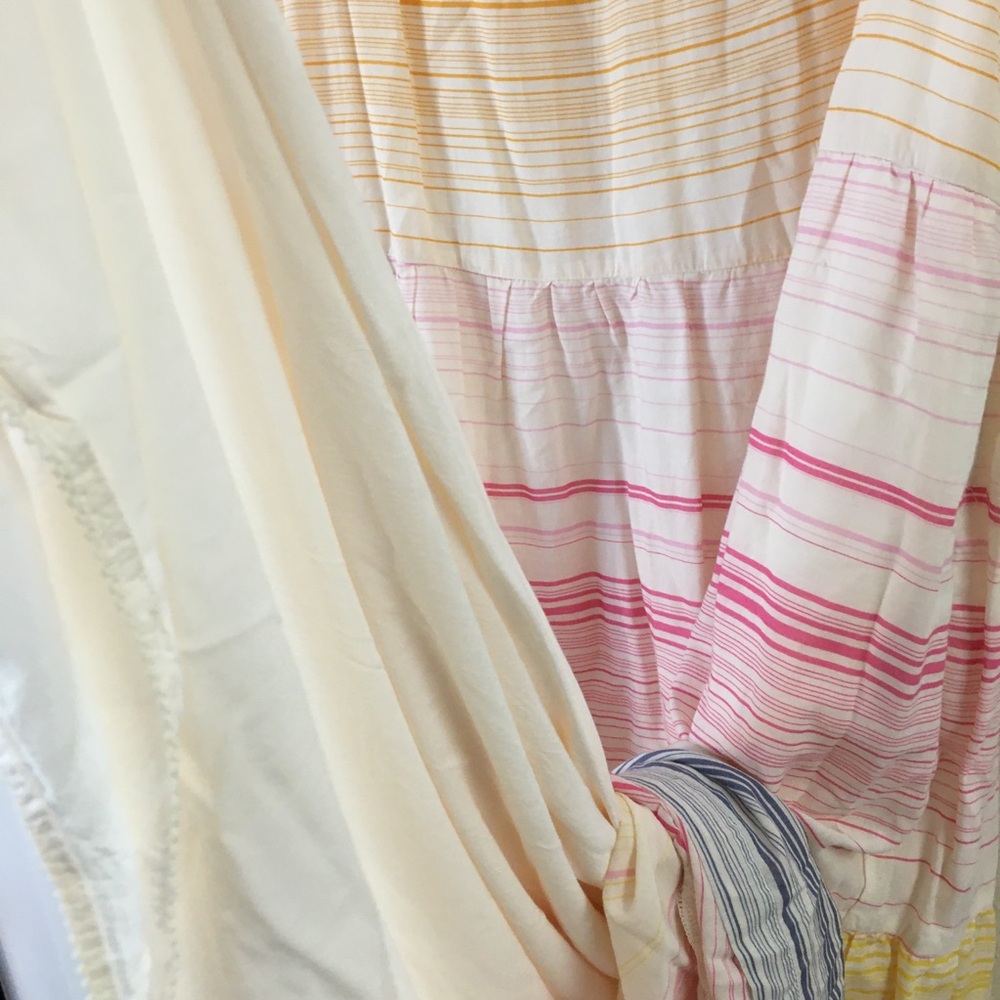 Anthropologie Tiered Short Sleeve Maxi Dress Small Pink Pockets Casual Oversized - Picture 7 of 12
